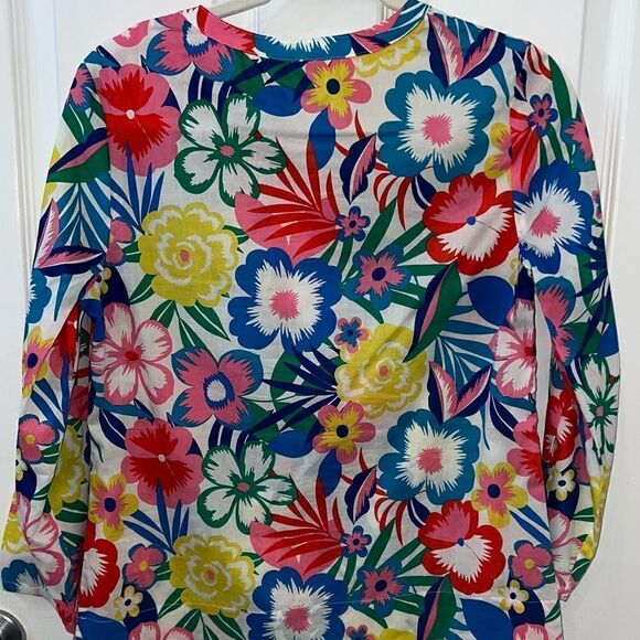 Boden Floral woven V Neck Popover 100% cotton blouse- EUC Size 4 - Picture 3 of 12